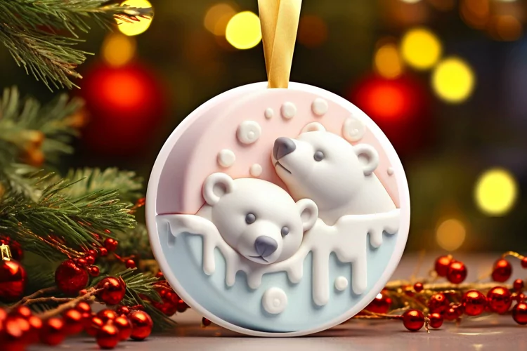 Round Christmas Ornament Sublimation|Clipart