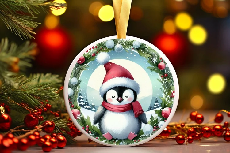 Round Christmas Ornament Sublimation|Clipart