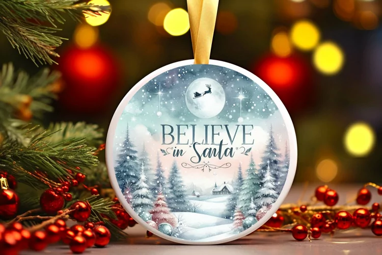 Round Christmas Ornament Sublimation|Clipart