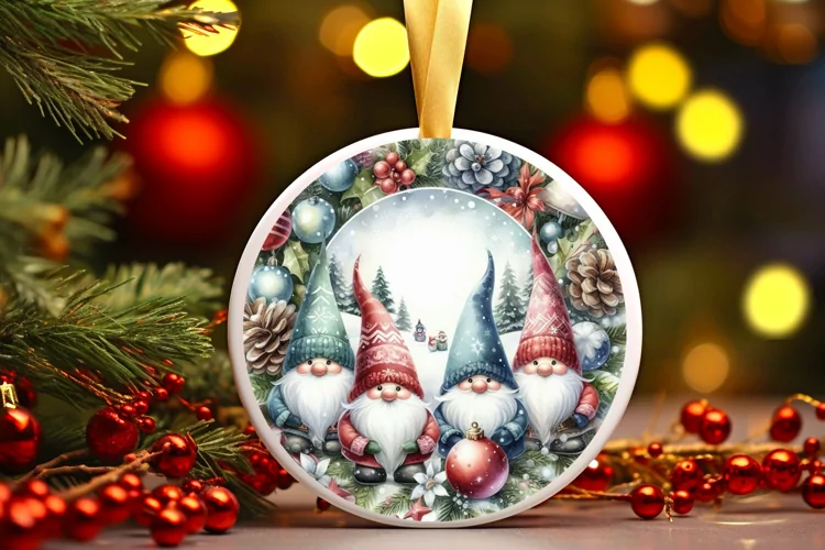 Round Christmas Ornament Sublimation|Clipart