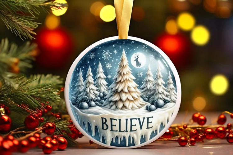 Round Christmas Ornament Sublimation|Clipart