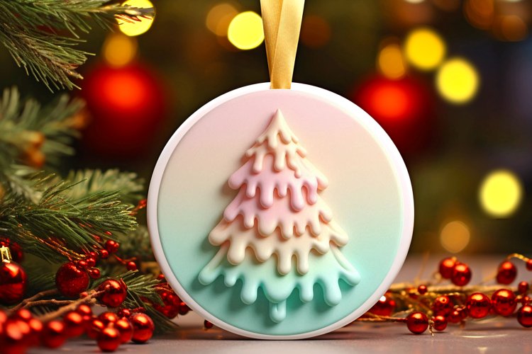 Round Christmas Ornament Sublimation|Clipart example image 1
