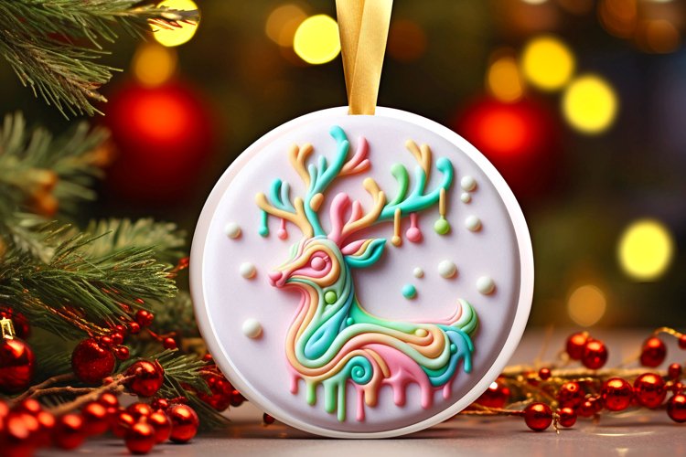 Round Christmas Ornament Sublimation|Clipart example image 1