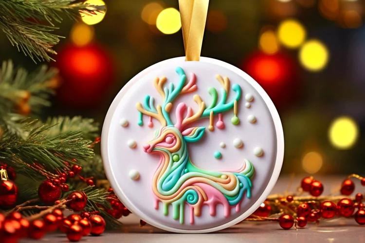 Round Christmas Ornament Sublimation|Clipart