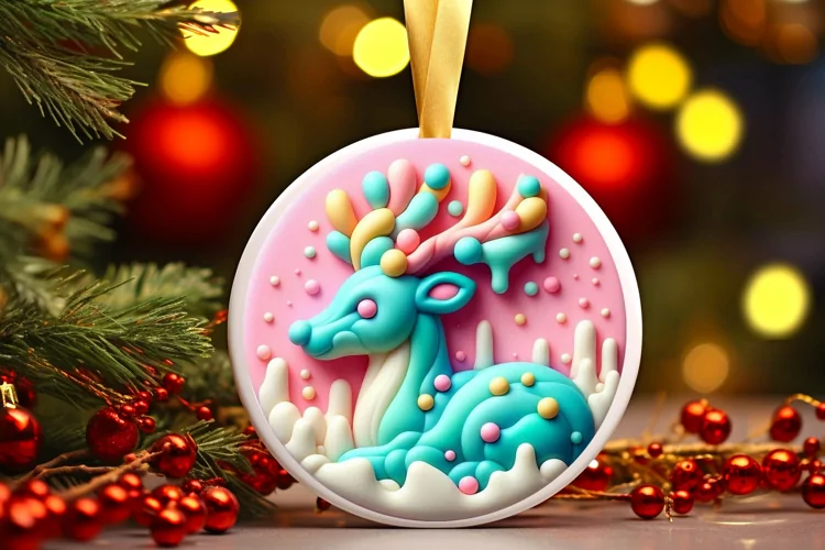 Round Christmas Ornament Sublimation|Clipart