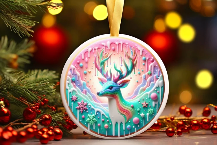 Round Christmas Ornament Sublimation|Clipart