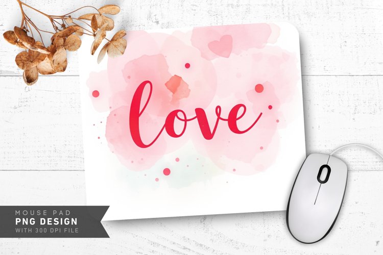 Watercolor Love Splash Mouse Pad PNG Design