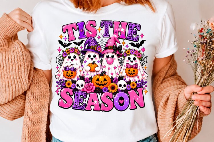 Tis the Season Cute Halloween Ghosts PNG example image 1