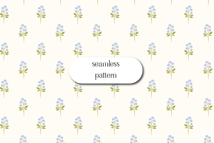 Seamless Blue Floral Pattern Tiny Spring Flowers Print