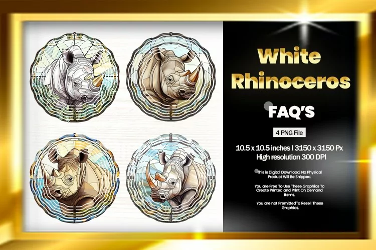 White Rhinoceros Wind Spinner Sublimation - 04 Variations