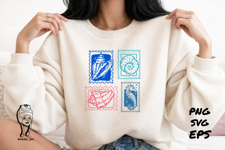 Vintage Sea Life Aesthetic Stamp