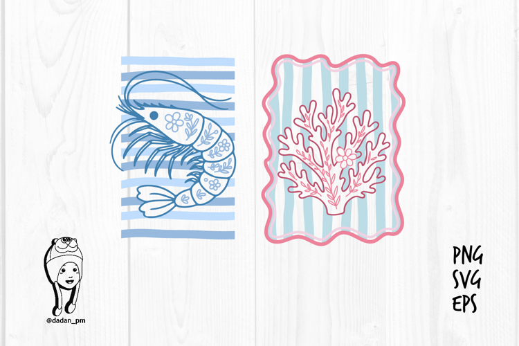 Floral Ocean Creatures hand drawn