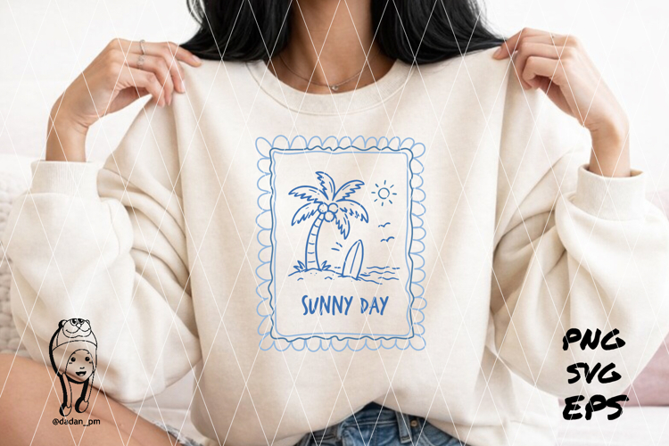 sunny day summer vibes Preppy Hand Drawn