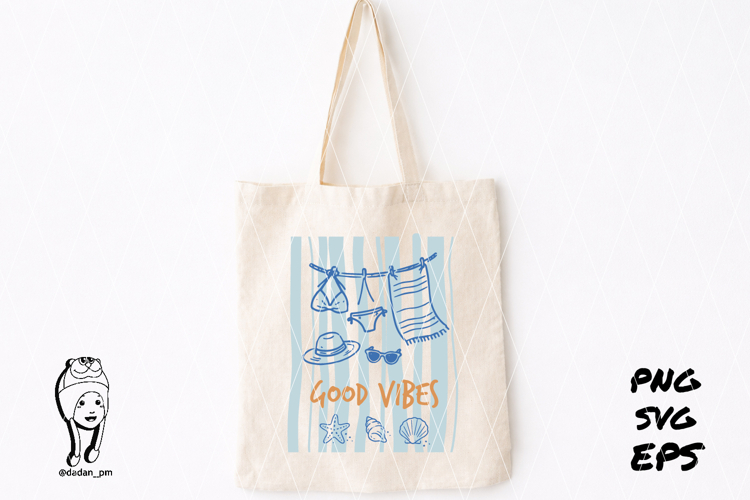 good vibes Summer Preppy Hand Drawn