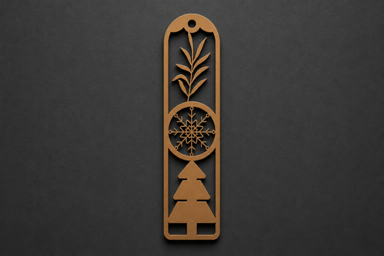 Minimalist Snowflake Pine Wooden Bookmark for Winter example image 1