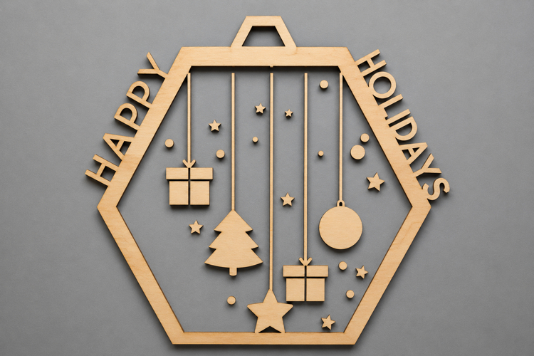Happy Holidays Wooden Christmas Ornament