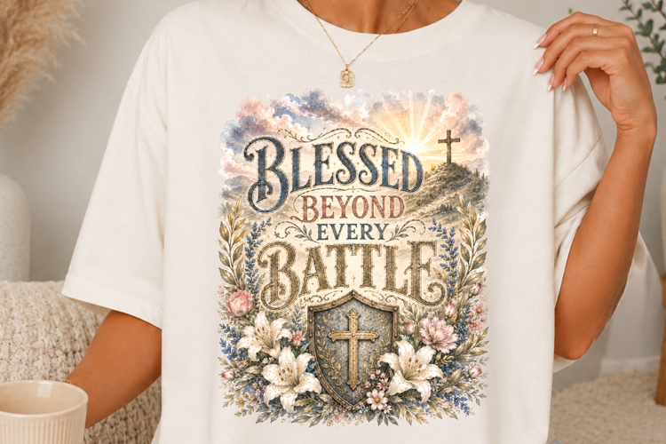 Blessed Beyond Every Battle Christian Faith Sublimation SVG