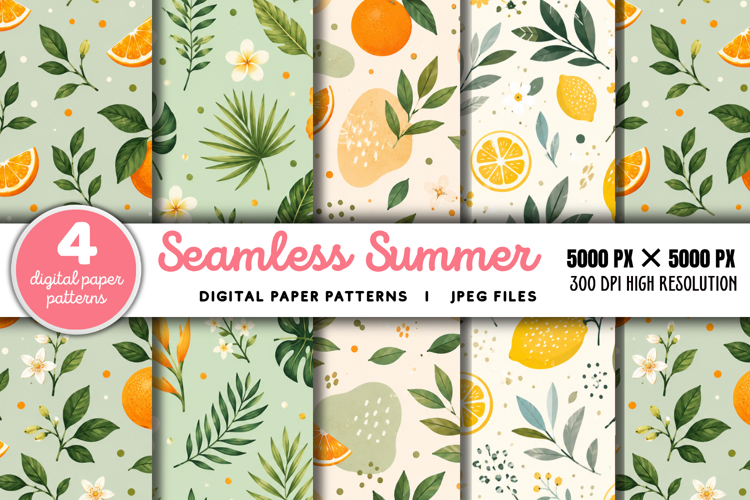 Seamless Summer Tropical Pattern JPG