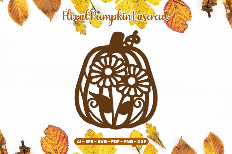Floral Pumpkin Laser Cut SVG | Autumn Pumpkin with Flowers
