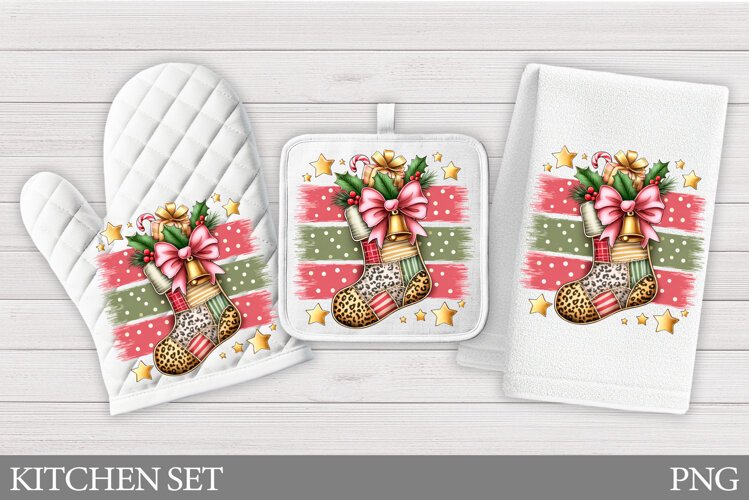 Christmas Deer Oven Mitt. Christmas Deer Kitchen Towel example image 1