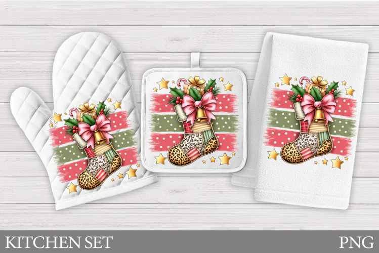Christmas Deer Oven Mitt. Christmas Deer Kitchen Towel