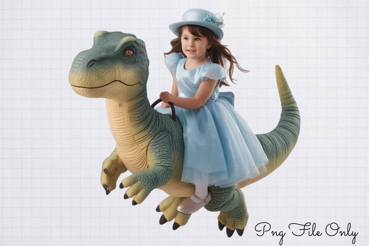 Girls on Dinosaurs Clipart PNG
