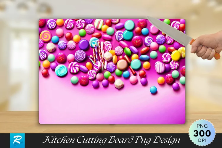 Colorful Candies Cutting Board Sublimation Design