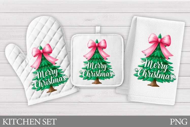Christmas Tree Oven Mitt. Christmas Tree Kitchen Towel example image 1