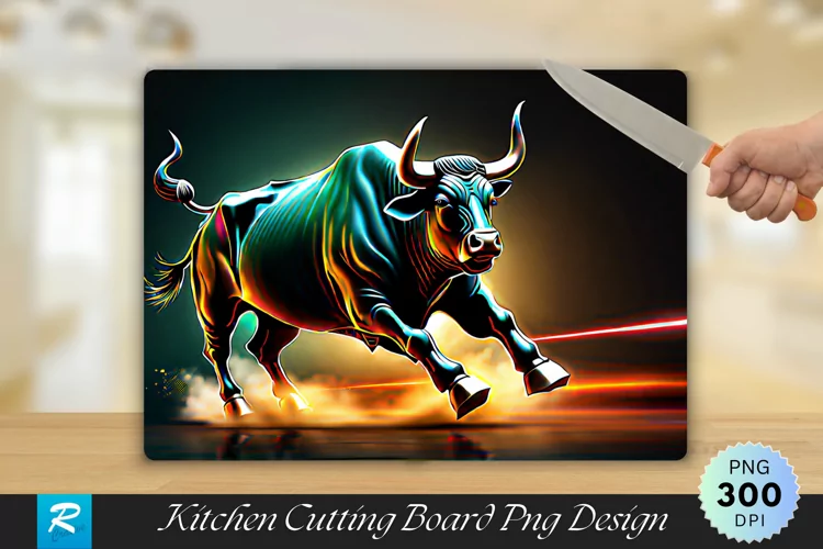Bull Running Cutting Board Sublimation Design