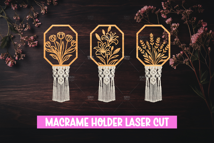 Floral Macrame Holder Laser cut, Home decor Laser Cut