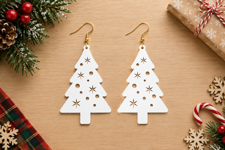 Christmas Tree Earrings Laser Cut SVG