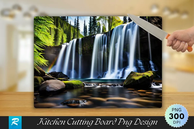 3D Waterfall Cutting Board Sublimation Design