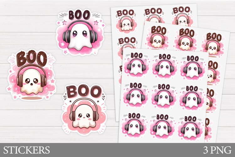 Ghost Sticker Printable. Halloween Sticker Design example image 1