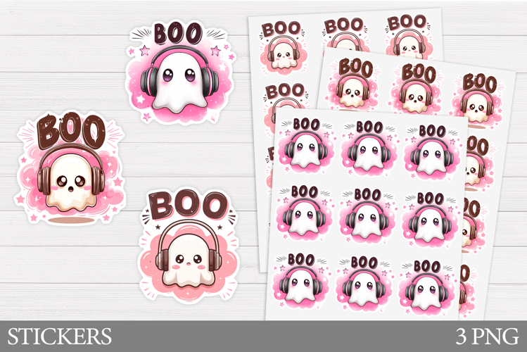 Ghost Sticker Printable. Halloween Sticker Design