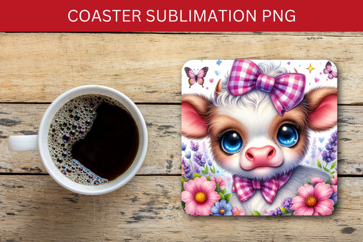 square coaster - baby cow