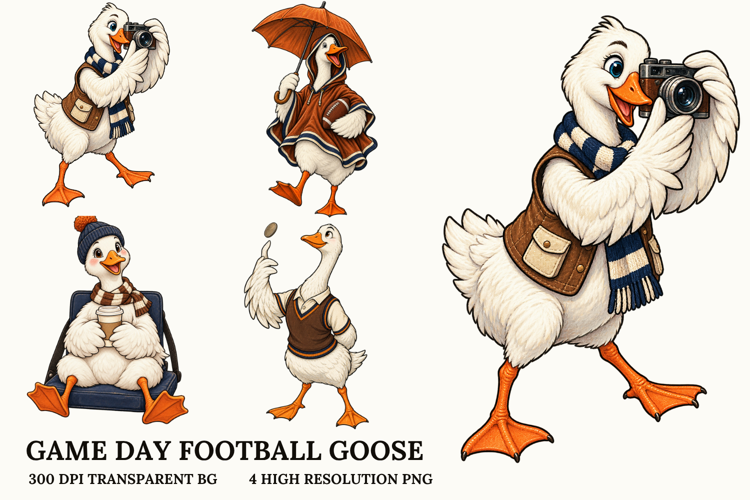 Game Day Football Goose PNG Sublimation Designs