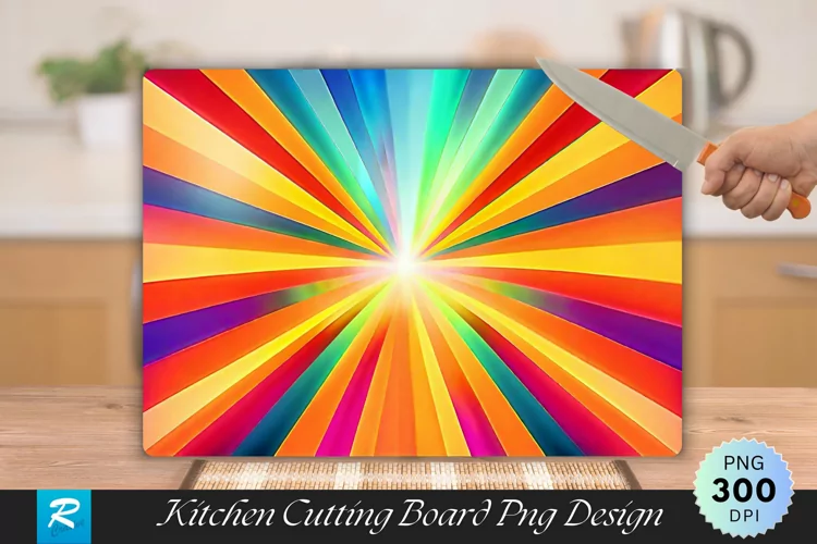 Multicolor Starburst Cutting Board Sublimation Design
