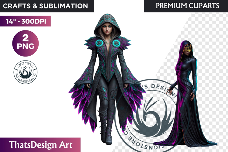 Urban Neon Witch Sublimation Graphics, Cyberpunk PNG