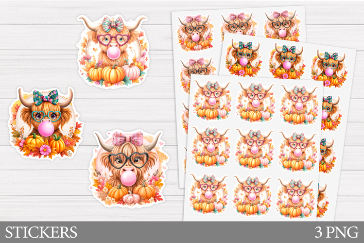 Fall Cow Sticker Design. Fall Sticker Printable