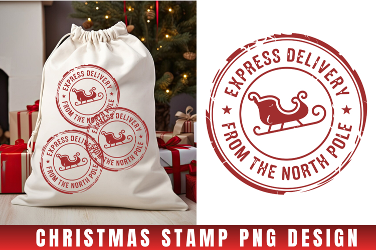 Christmas Stamp Clipart, Christmas Retro sublimation PNG