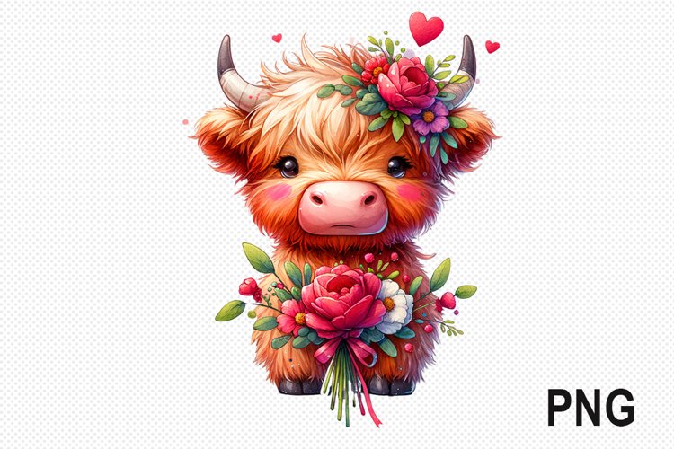 Cow And Flowers Sublimation - Cow Flowers Clipart PNG Design