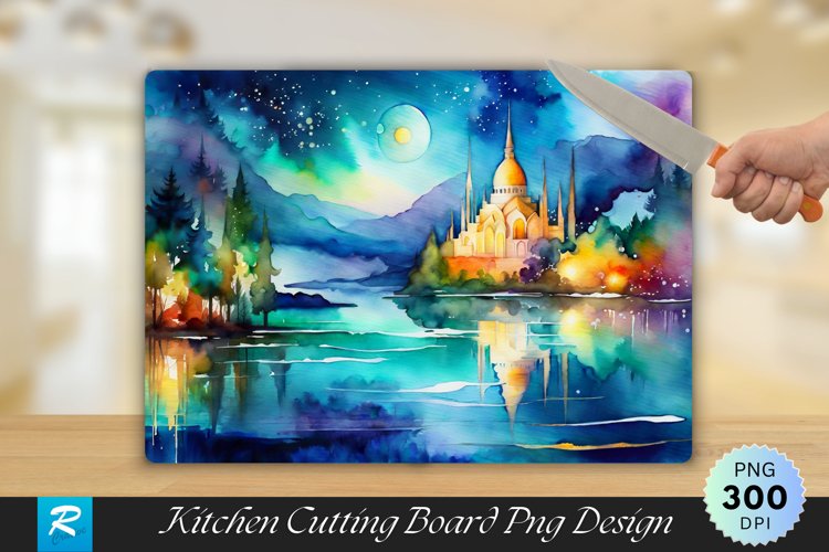 Watercolor Painting Cutting Board Sublimation Design example image 1