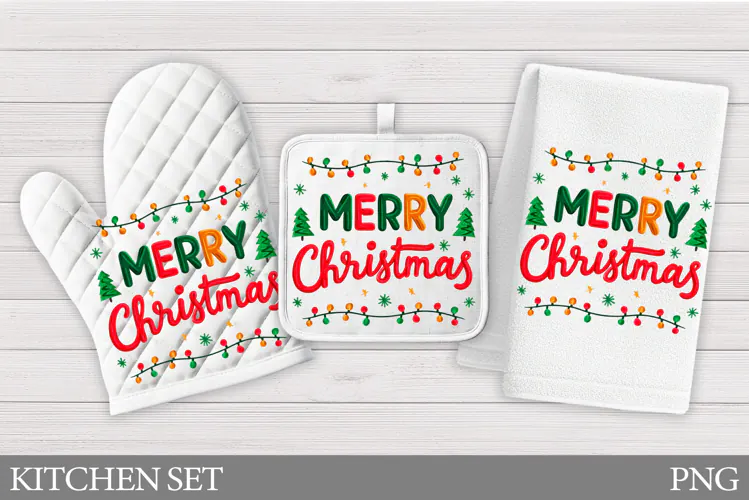 Merry Christmas Oven Mitt. Christmas Square Pot Holder
