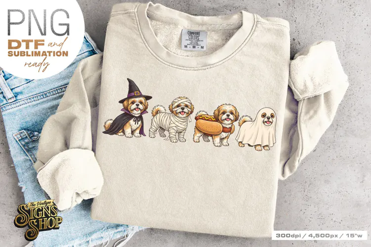 Halloween Shih Tzu DTF PNG