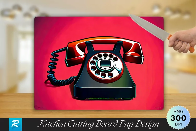 Telephone Cutting Board Sublimation Design