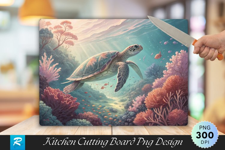 Majestic Turtle an Underwater World cutting Board PNG