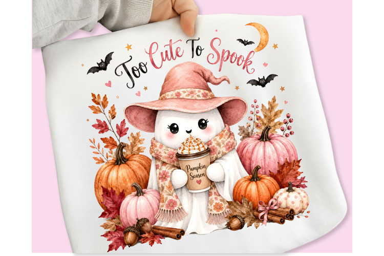 Too Cute To Spook PNG, Spooky Season Halloween PNG, Ghost