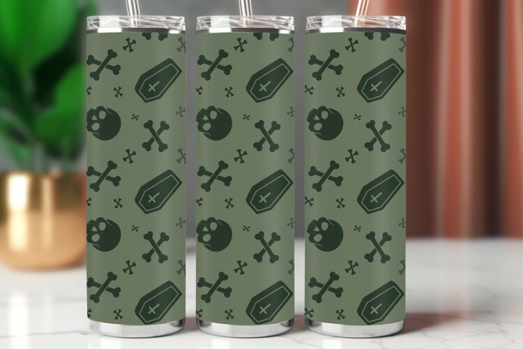 Halloween Tumbler Wrap Seamless Pattern example image 1