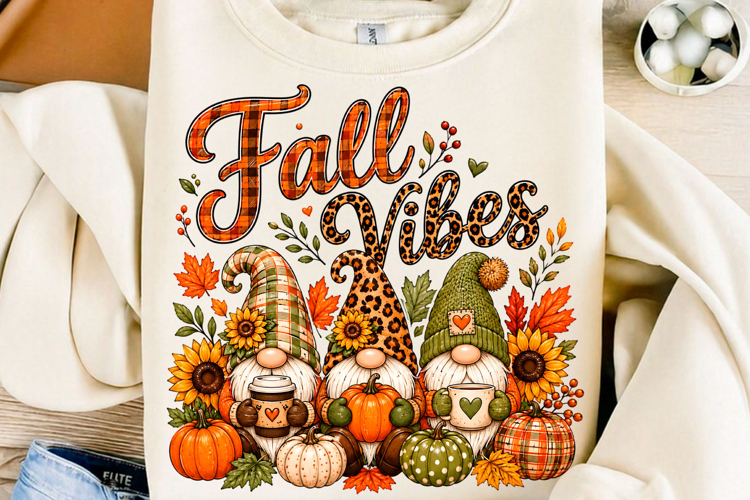 Fall Vibes Gnome Pumpkin PNG