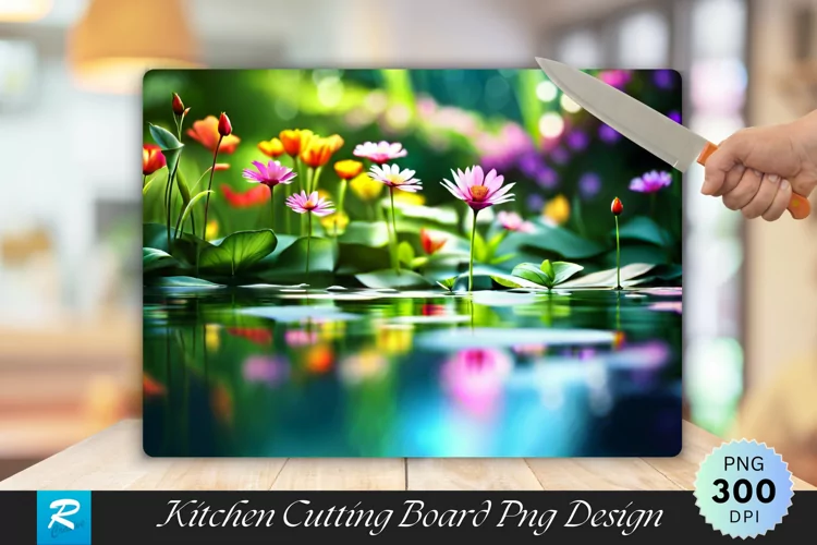 Beautiful Flowers Bloom Cutting Board Sublimation Design
